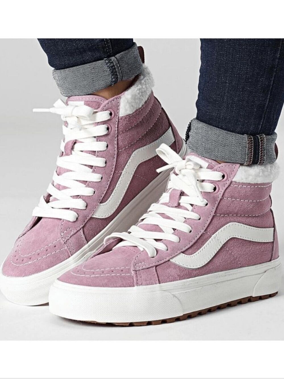 Vans Sk8-Hi Mte All Weather Lilas Pink Suede Sherpa Sneakers